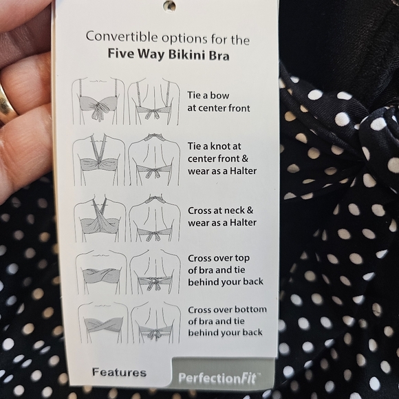 NWT Coco Reef 5 Way Black Polka Dot Swimsuit Swim Dress Size 32/34C (8/… - Picture 10 of 16